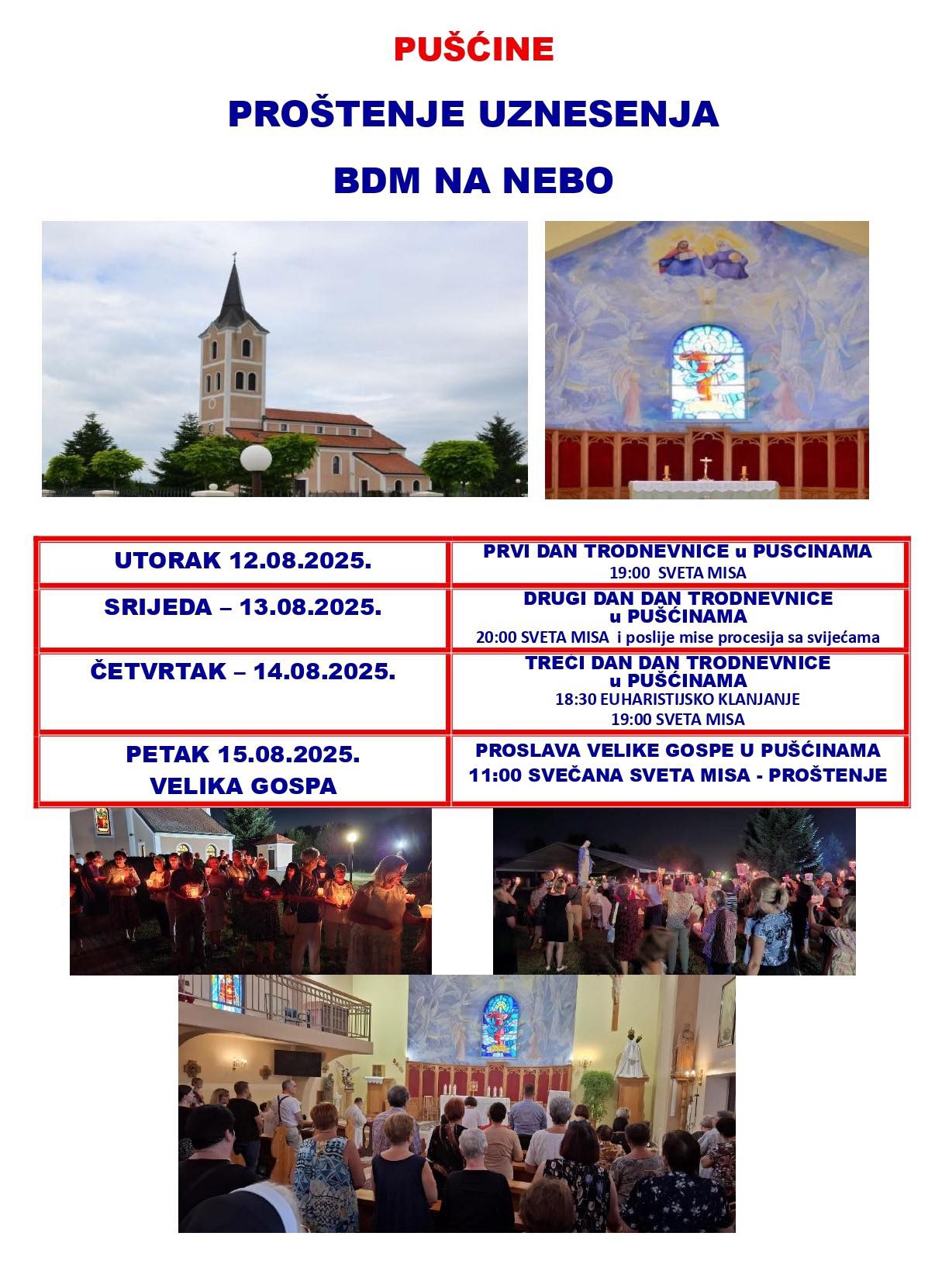 PROŠTENJE UZNESENJA BDM NA NEBO