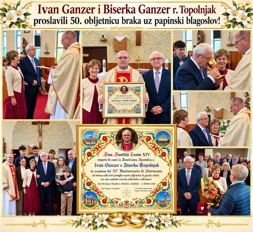Ivan Ganzer i Biserka Ganzer r. Topolnjak  proslavili 50. obljetnicu braka uz papinski blagoslov