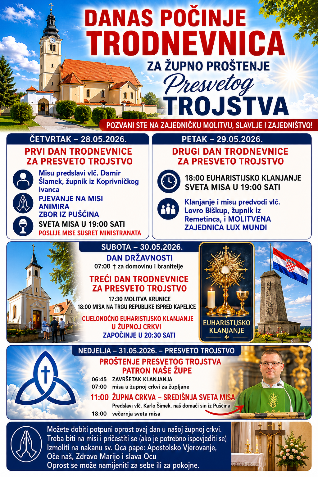 DANAS POČINJE TRODNEVNICA  ZA PROŠTENJE  PRESVETOG TROJSTVA